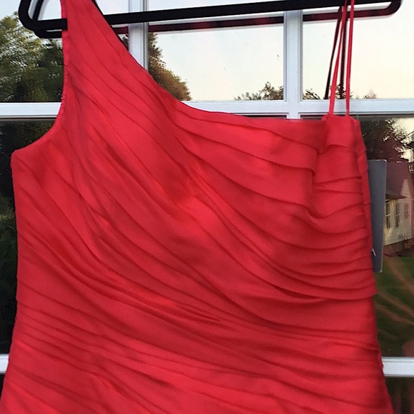Theia Couture Red 100% Silk Cocktail Dress - Picture 4 of 16